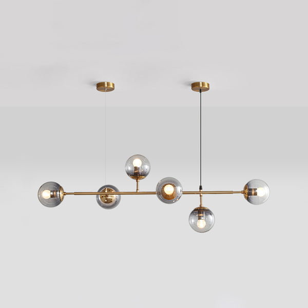 Long lustre de salle à manger en verre en forme de haricot magique