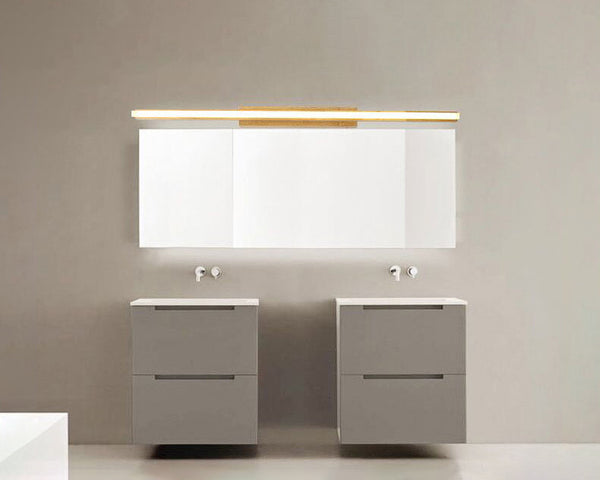 Applique murale LED en bois massif avec miroir