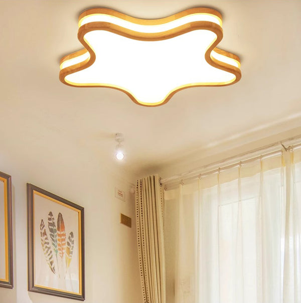 LED children's room solid wood ceiling lamp