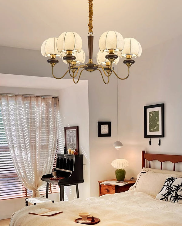 French solid wood fabric chandelier