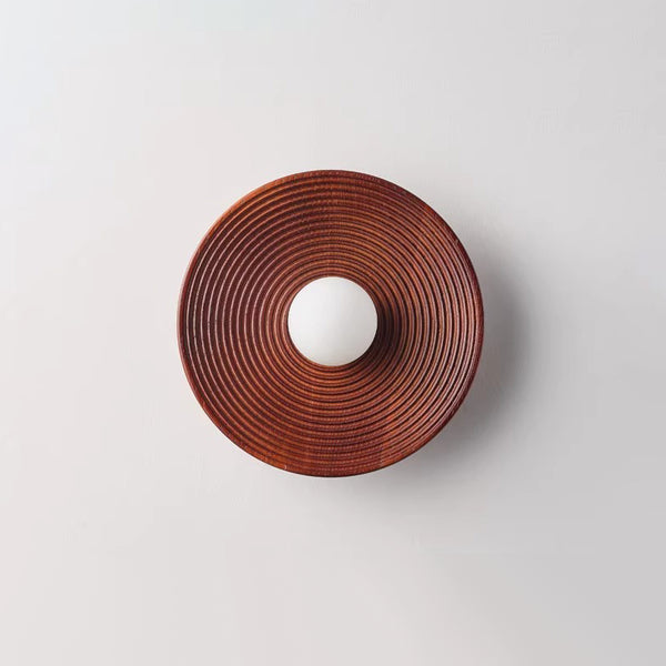Vintage solid wood disc wall lamp