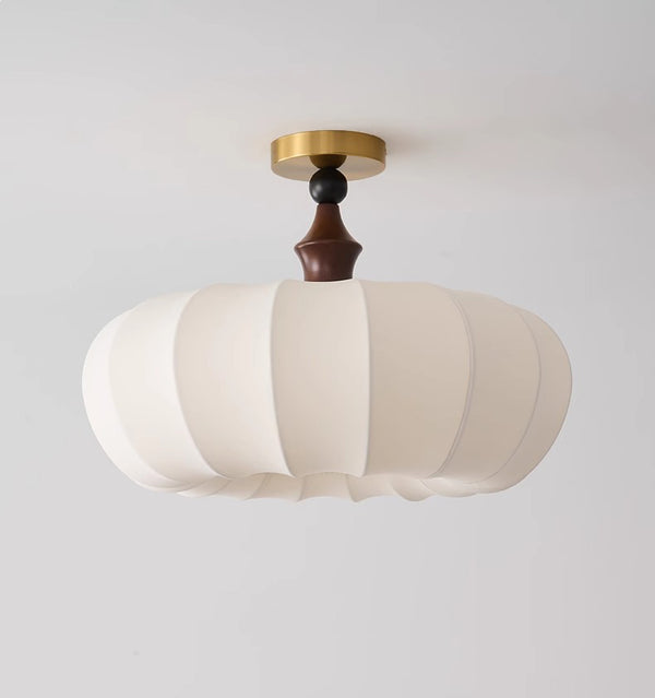 Plafonnier de chambre en tissu et bois massif