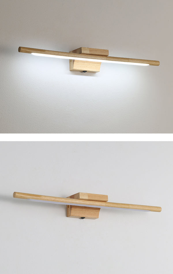 Applique murale nordique en bois massif avec miroir