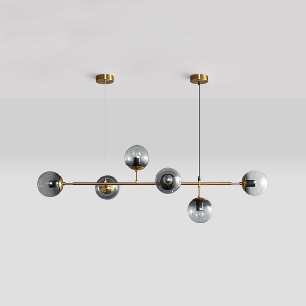 Long lustre de salle à manger en verre en forme de haricot magique