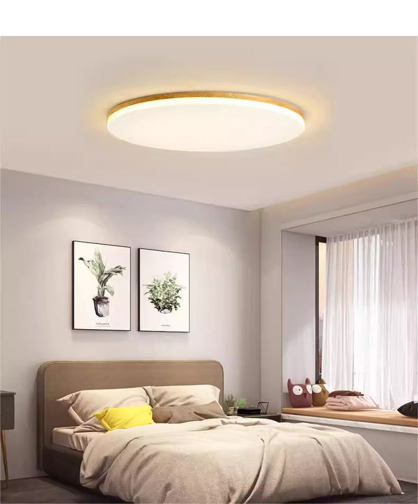 Ultradünne LED-Deckenleuchte aus Massivholz