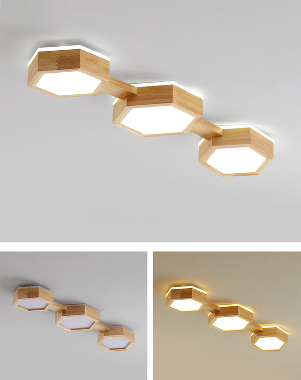 Creative solid wood LED ceiling lamp