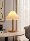 Vintage Massivholz Plissee Tischlampe