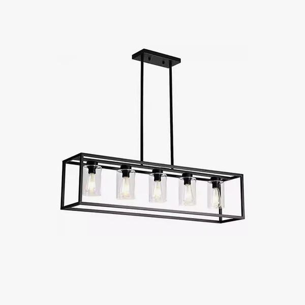 American retro rectangular iron glass restaurant chandelier