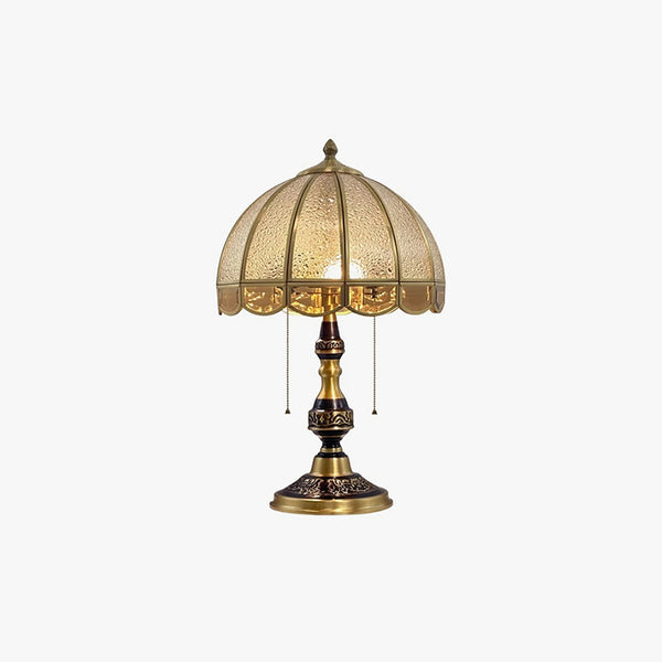 Retro full copper glass bedroom living room study table lamp