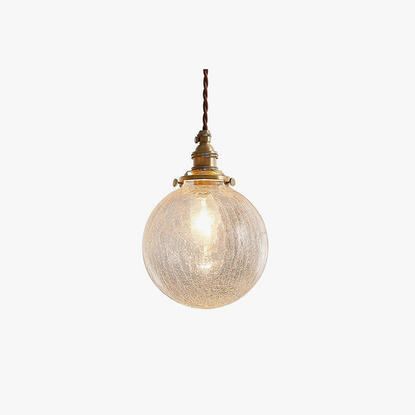 Vintage Brass Cracked Glass Bedroom Bedside Pendant light