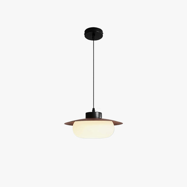 French mid-century style walnut color dining table chandelier
