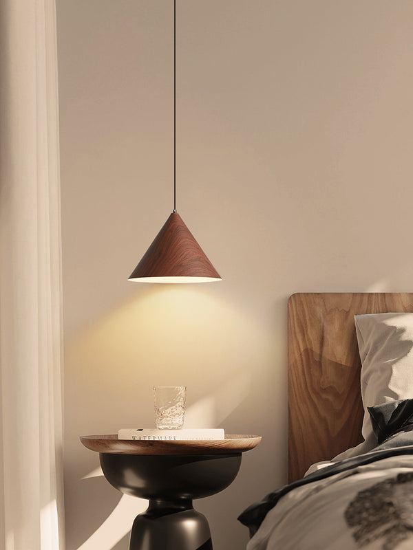 Lustre simple en grain de bois