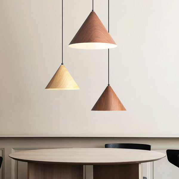 Lustre simple en grain de bois