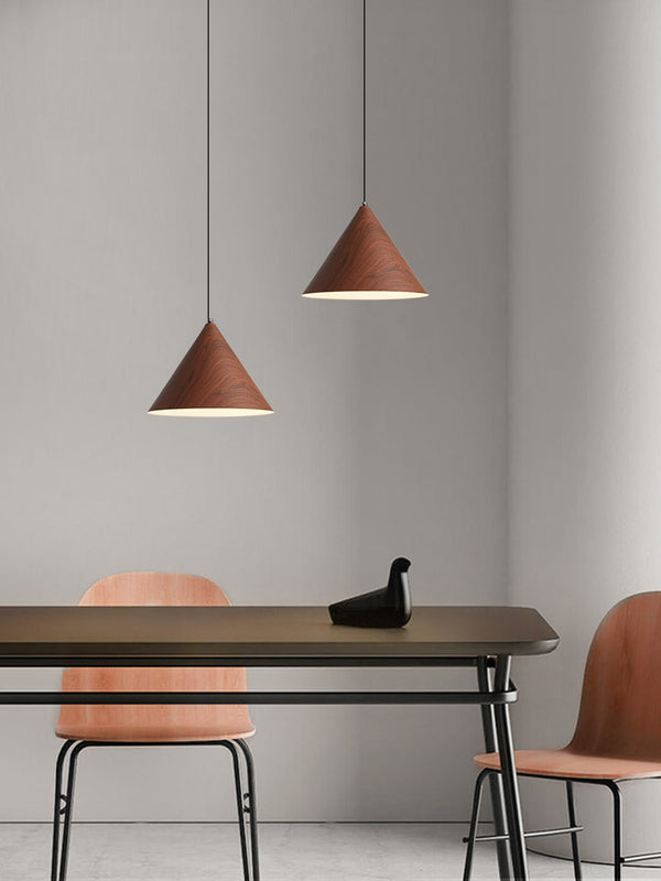 Lustre simple en grain de bois