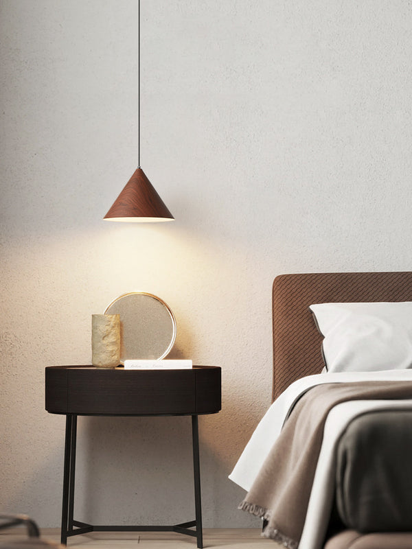 Lustre simple en grain de bois