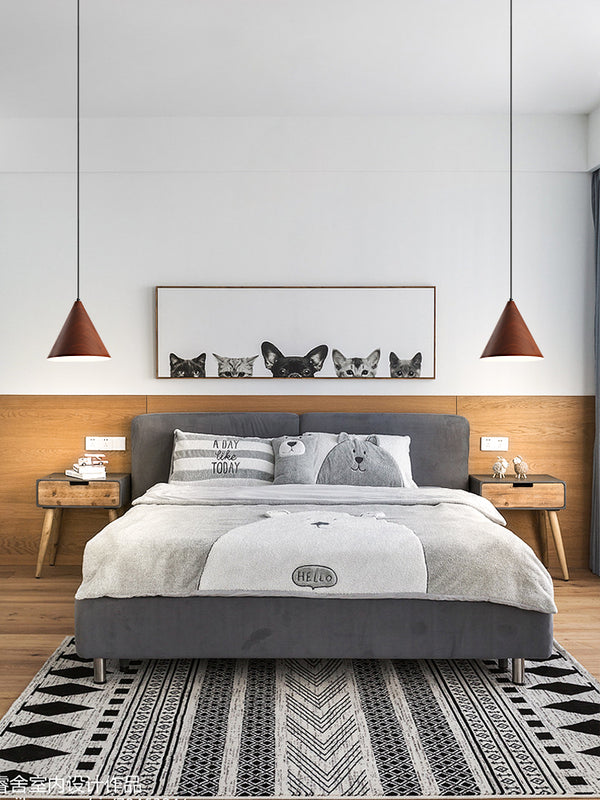 Lustre simple en grain de bois