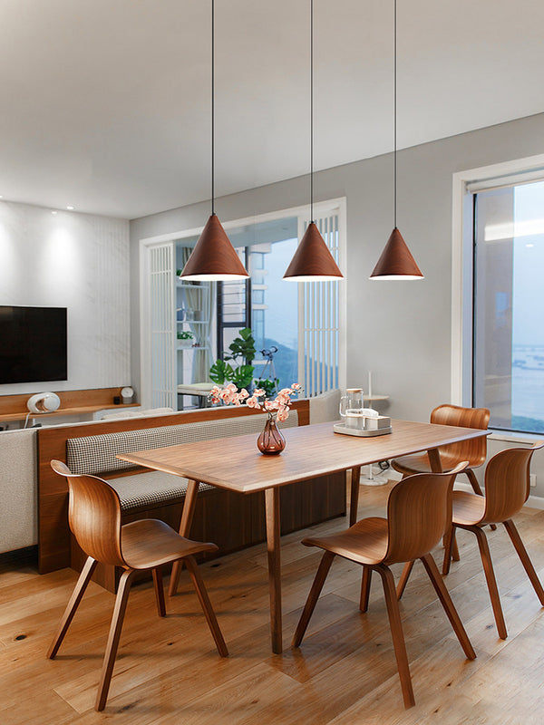 Lustre simple en grain de bois