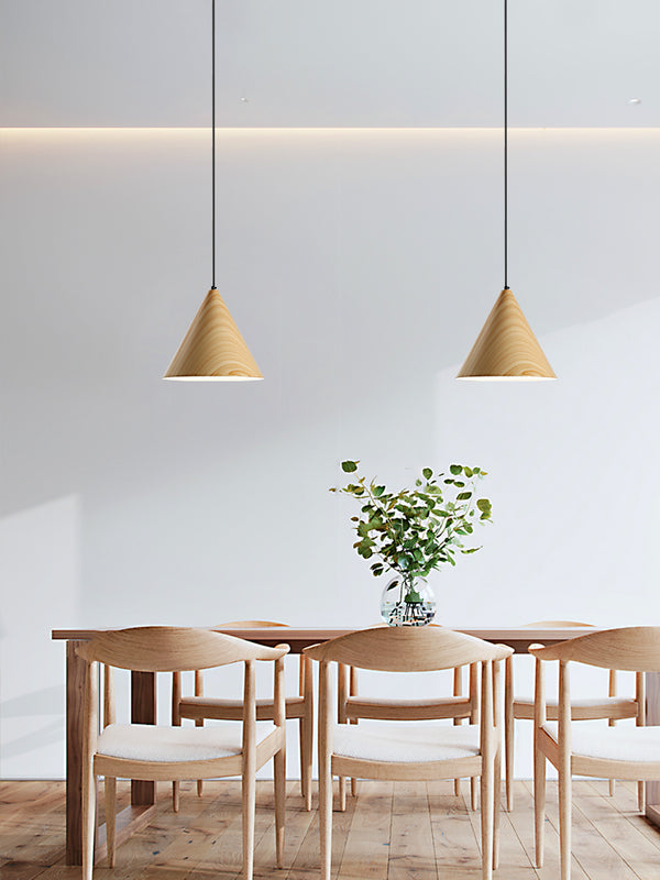 Lustre simple en grain de bois