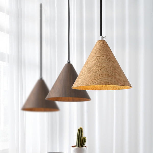 Lustre simple en grain de bois