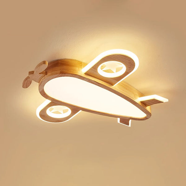 Flugzeug-Deckenlampe aus Massivholz