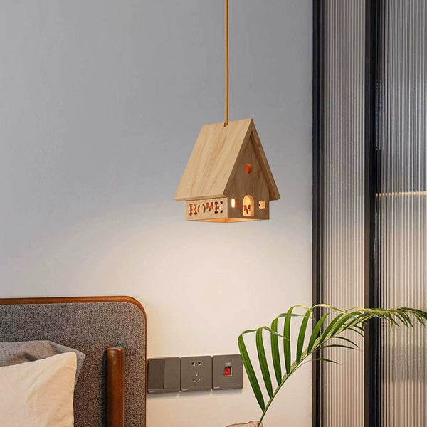 Nordic Japanese style solid wood bedroom bedside cabin wall lamp