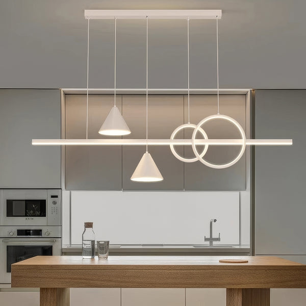 Lustre de restaurant à longue bande géométrique créative minimaliste