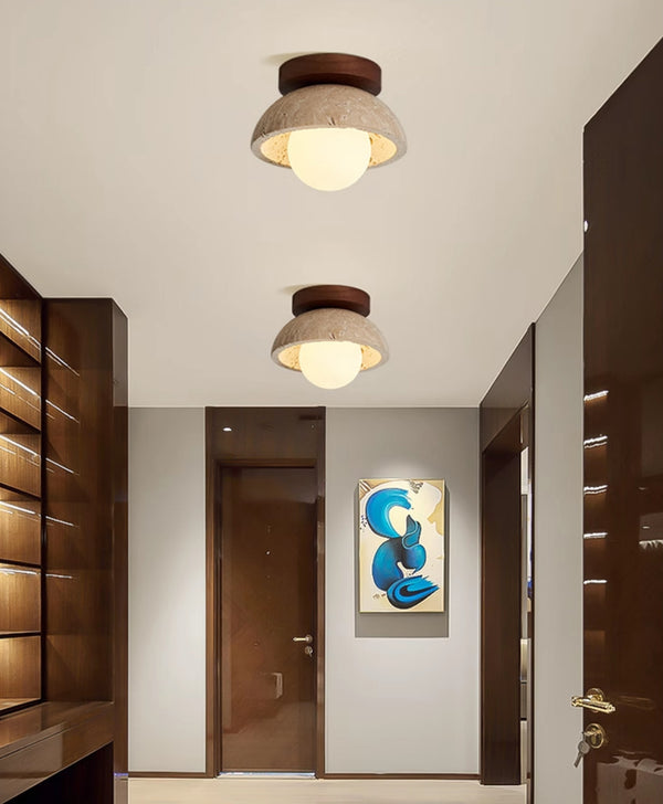 Plafonnier d'allée en travertin jaune