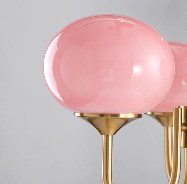 Cremefarbener Bauhaus-Kronleuchter aus Glas