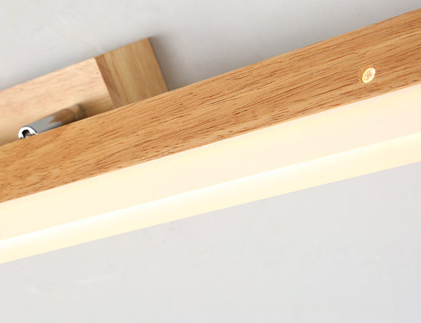 Applique murale LED en bois massif avec miroir