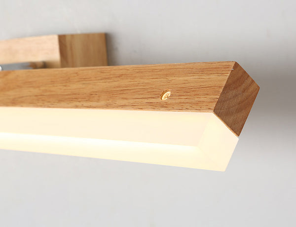 Applique murale LED en bois massif avec miroir
