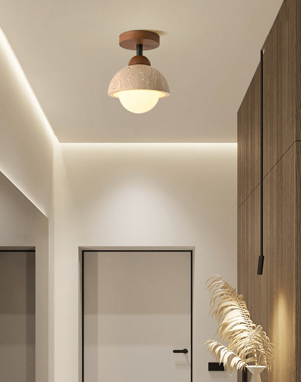 Plafonnier d'allée en travertin jaune