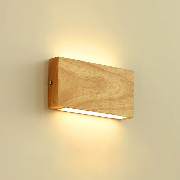 LED-Wandleuchte aus Massivholz im japanischen Stil
