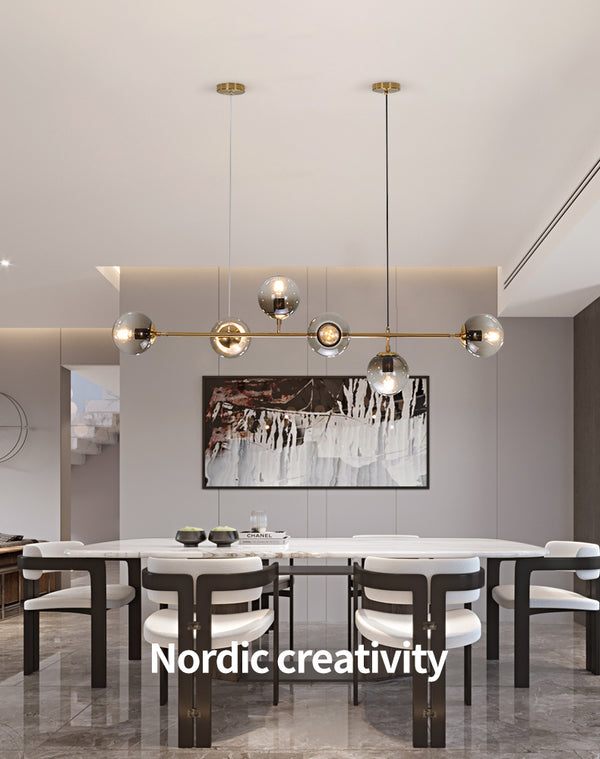 Long lustre de salle à manger en verre en forme de haricot magique