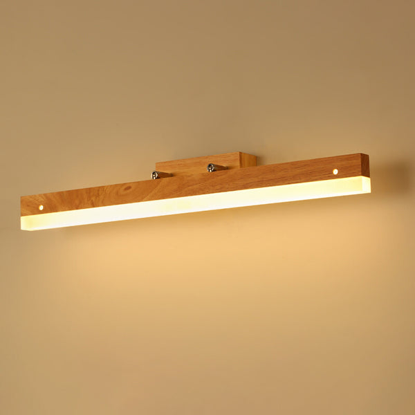 Applique murale LED en bois massif avec miroir