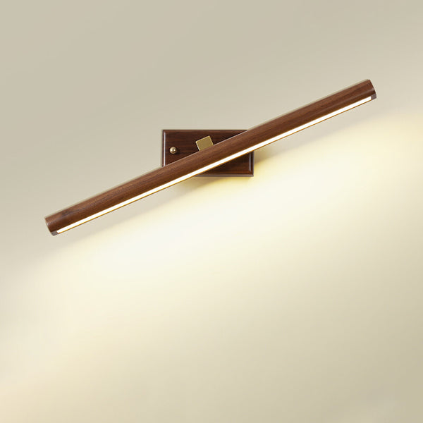 Wandlampe aus massivem Holz mit langem Spiegel