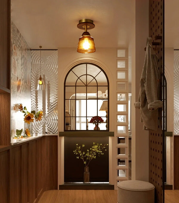 Amerikanische Retro-Deckenlampe aus Glas für den Flur