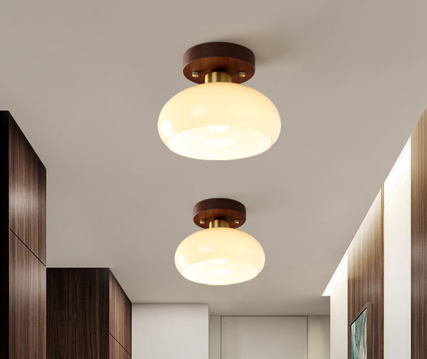 Deckenlampe aus Walnussglas im mittelalterlichen Stil