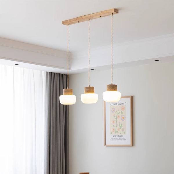 Lampe à suspension de salle à manger de style japonais de couleur crème