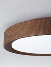 Einfache runde Deckenlampe für Schlafzimmer mit Holzmaserung