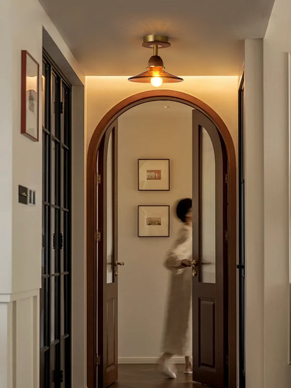 Amerikanische Retro-Deckenlampe aus Glas für den Flur