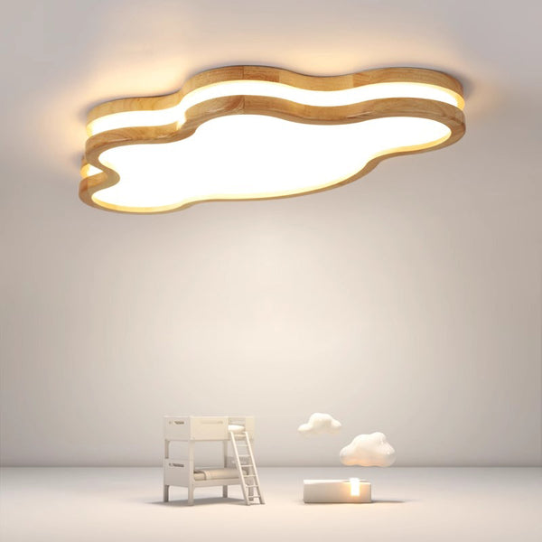 LED children's room solid wood ceiling lamp