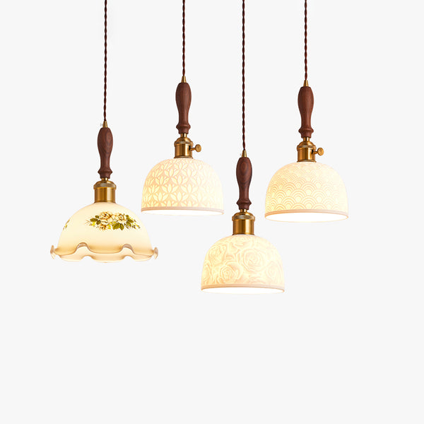 Wabi-sabi style bedroom bedside ceramic chandelier