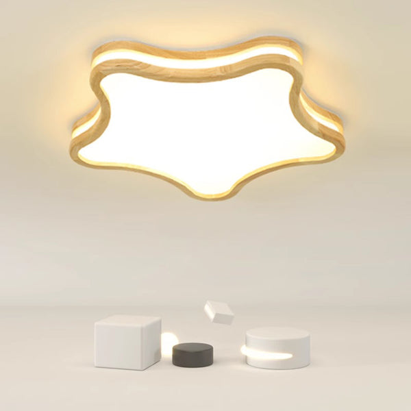 LED children's room solid wood ceiling lamp
