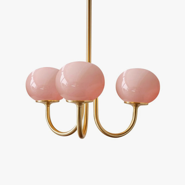 Cremefarbener Bauhaus-Kronleuchter aus Glas