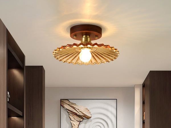 Deckenlampe aus Walnussglas im mittelalterlichen Stil