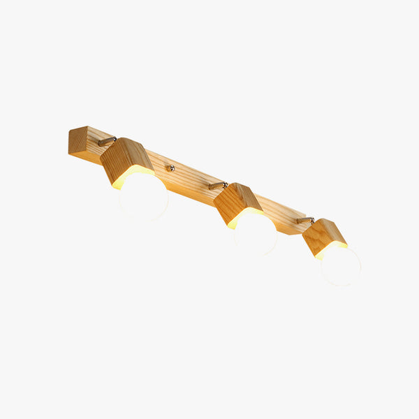 Applique simple avec miroir en bois massif