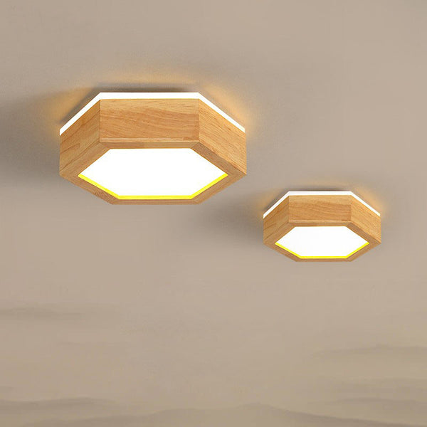 Creative solid wood LED ceiling lamp