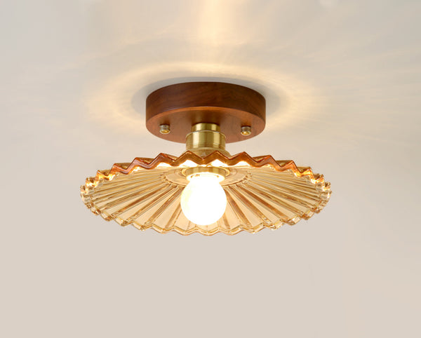 Deckenlampe aus Walnussglas im mittelalterlichen Stil