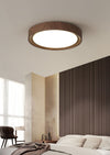 Einfache runde Deckenlampe für Schlafzimmer mit Holzmaserung