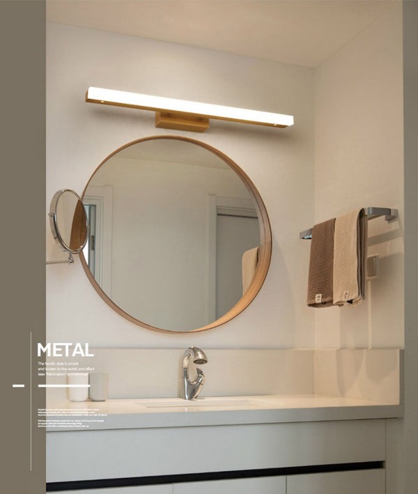 Applique murale LED en bois massif avec miroir